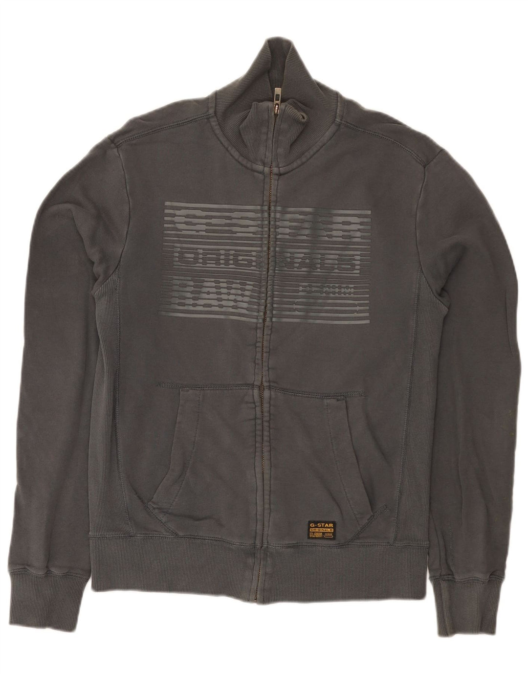 G-Star Mens Graphic Tracksuit Top Jaqueta Algodão Cinza Médio