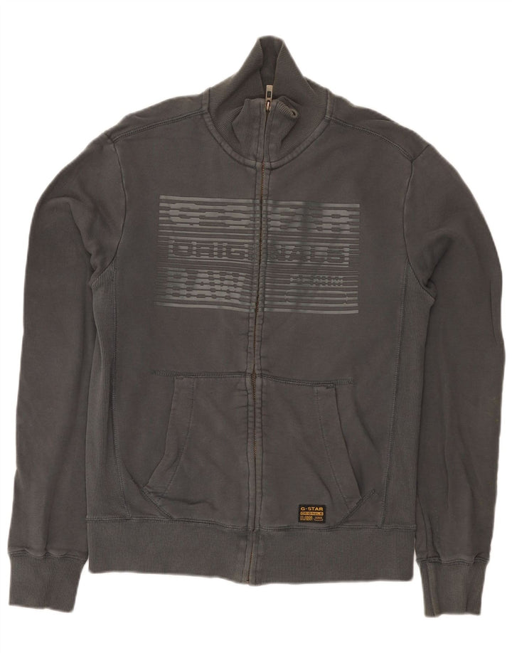 G-Star Mens Graphic Tracksuit Top Jaqueta Algodão Cinza Médio