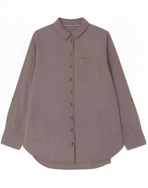 Camisa feminina Fat Face UK 12 algodão cinza médio