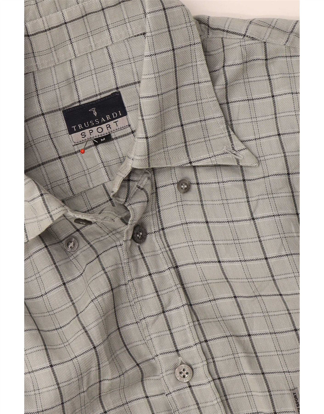 Camisa masculina Trussardi xadrez cinza médio