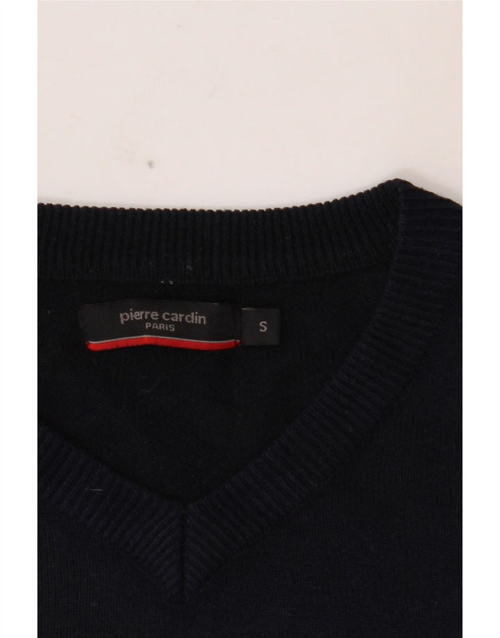 PIERRE CARDIN Suéter masculino com decote em V pequeno azul marinho