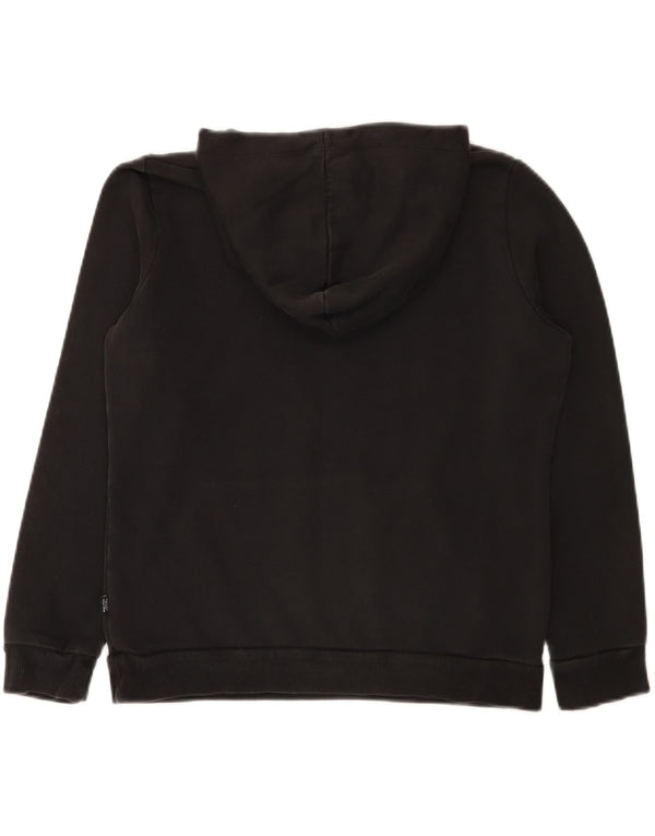 Puma feminino gráfico moletom com capuz UK 12 médio algodão preto