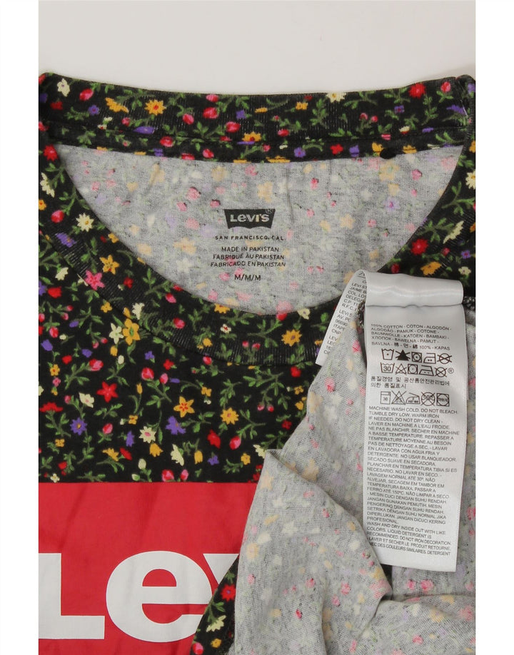 Camiseta feminina gráfica Levi's UK 14 algodão floral multicolorido médio