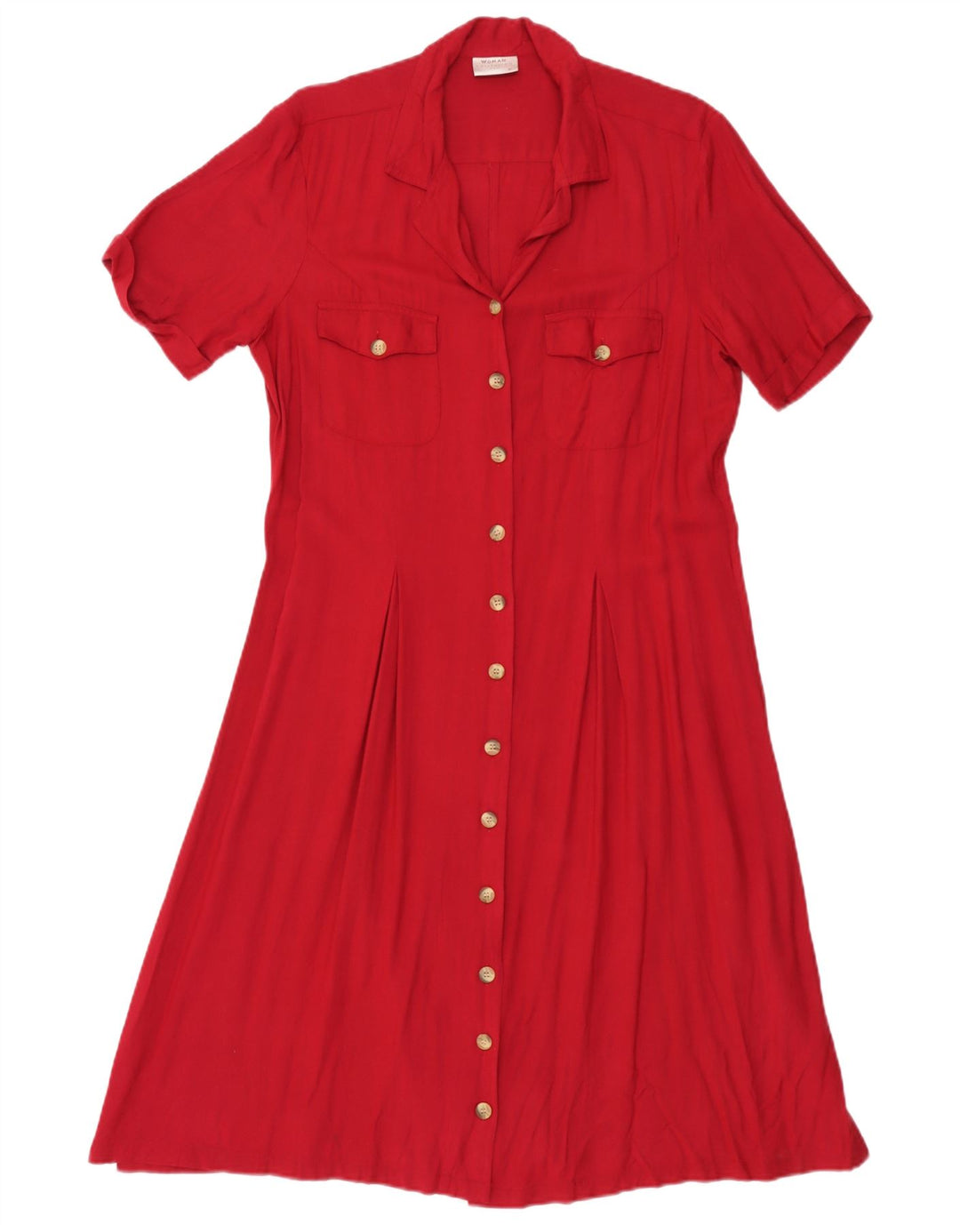 H&M camisa feminina de manga curta vestido IT 42 médio vermelho rayon