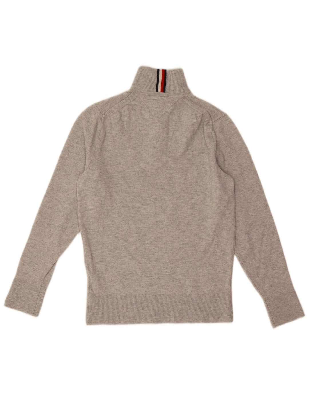 Suéter masculino Tommy Hilfiger com zíper e gola XS de lã cinza
