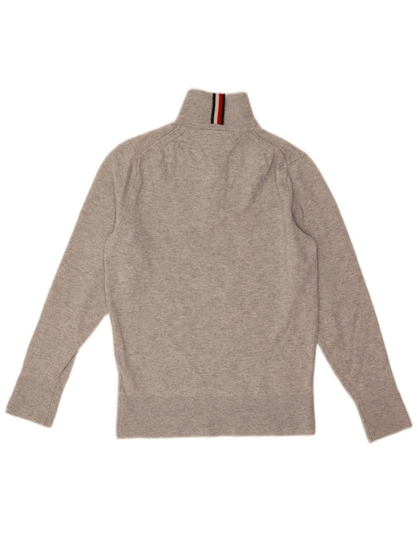 Suéter masculino Tommy Hilfiger com zíper e gola XS de lã cinza