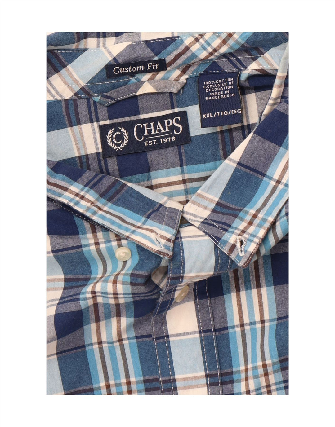 Camisa masculina personalizada CHAPS 2XL algodão xadrez azul