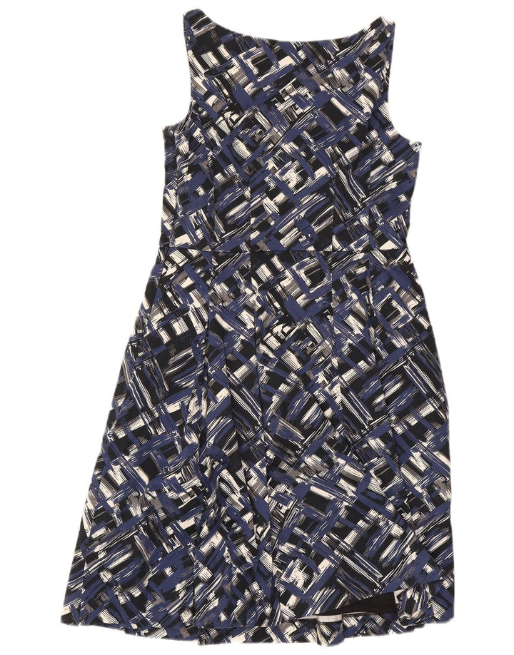 Coast feminino padrão abstrato sem mangas vestido evasê Reino Unido 14 azul médio