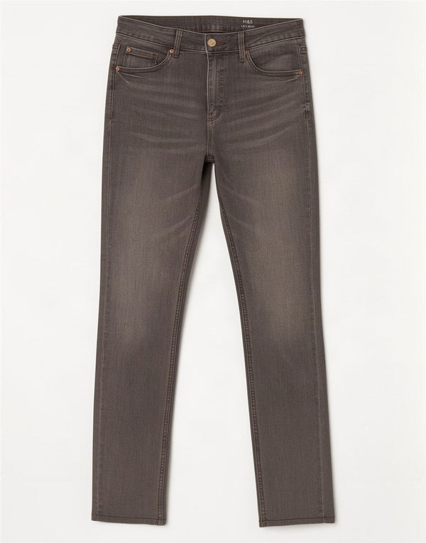 Marks & Spencer Feminino Lily Slim Jeans UK 12 Médio W30 L29 Algodão Cinza