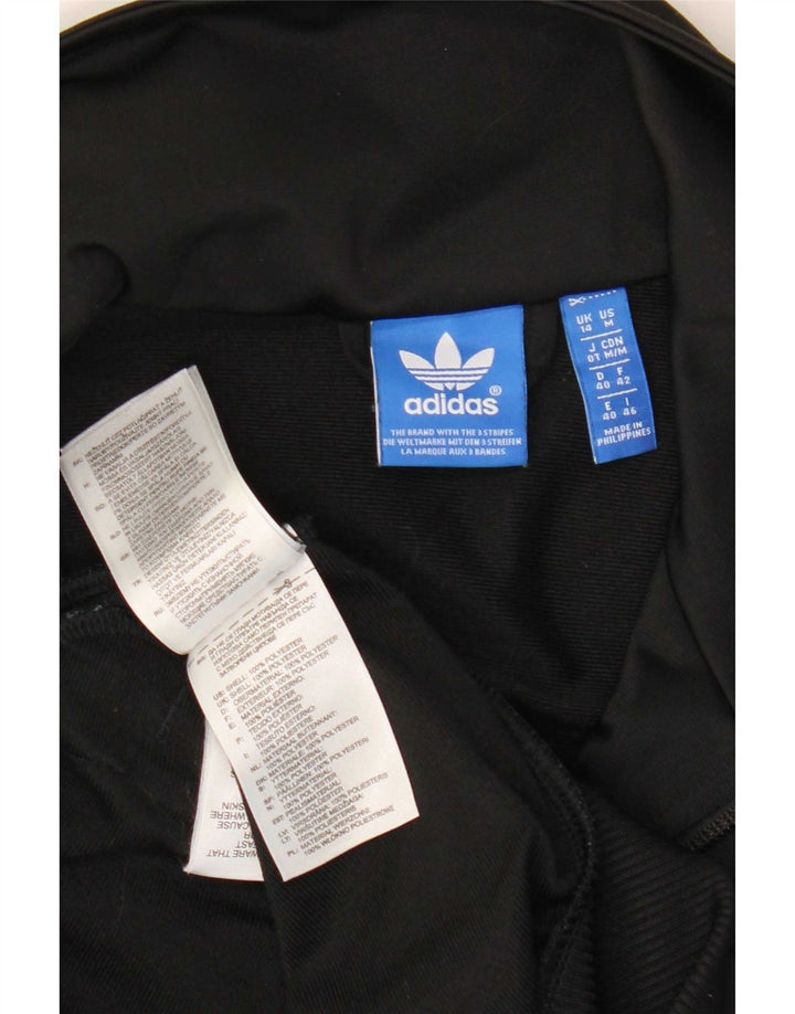 Adidas Womens Graphic Tracksuit Top Jacket UK 14 Médio Preto Poliéster