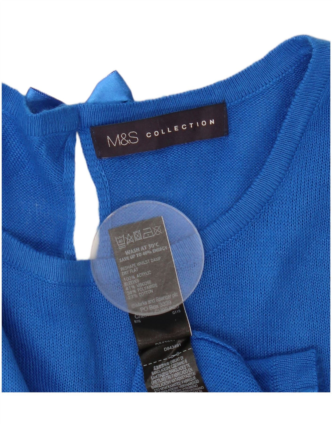 Suéter feminino Marks & Spencer com gola canoa Reino Unido 12 azul médio