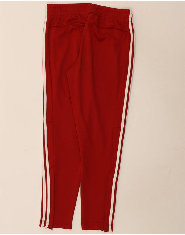 Calças de treino femininas Adidas UK 12/14 poliéster vermelho médio