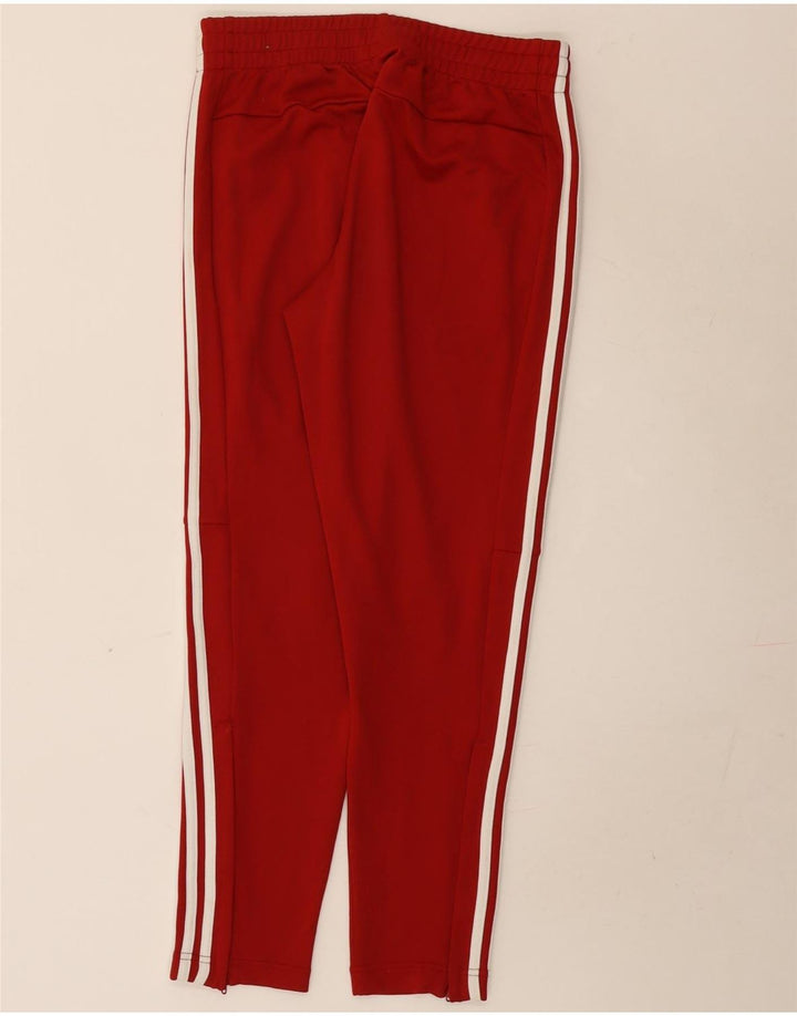 Calças de treino femininas Adidas UK 12/14 poliéster vermelho médio