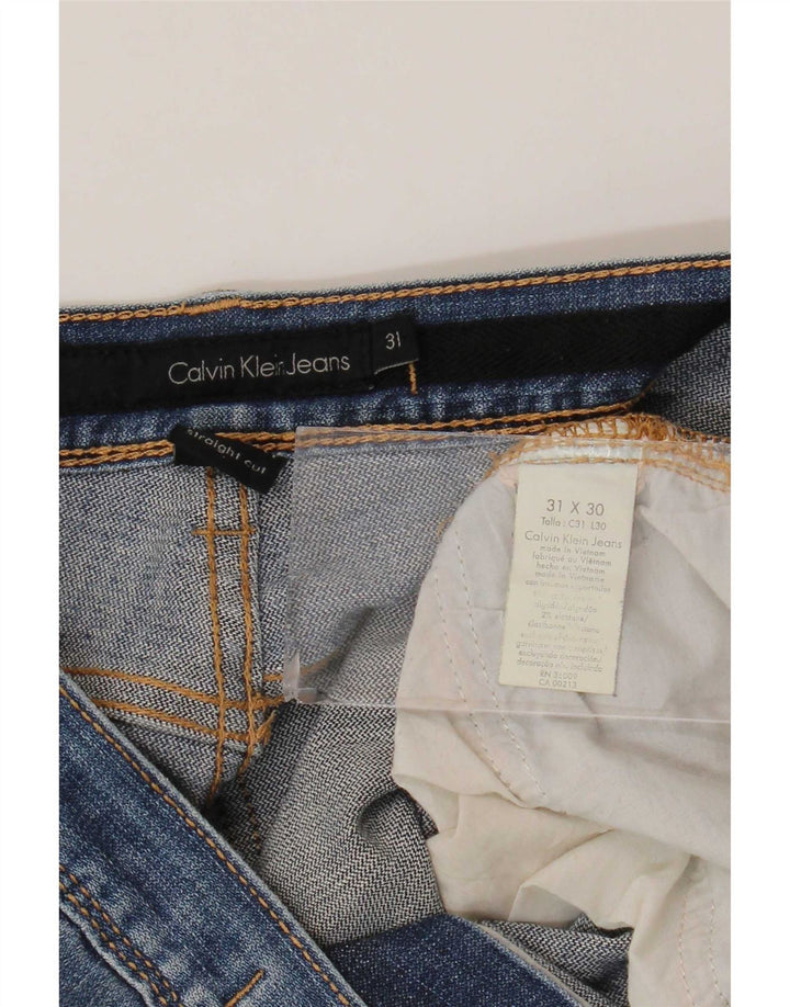 Calça jeans reta masculina Calvin Klein W31 L30 azul algodão