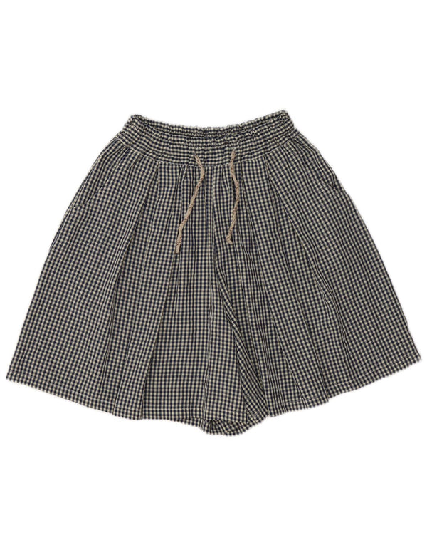 Shorts feminino Wiya de cintura alta tamanho único W26 algodão guingão azul marinho