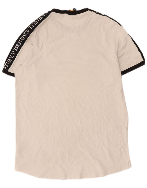 Camiseta masculina Ellesse com estampa gráfica grande de algodão branco esbranquiçado