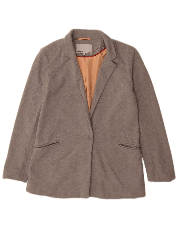Jaqueta blazer feminina Oasis com ajuste solto e 1 botão Reino Unido 10 poliéster cinza pequeno