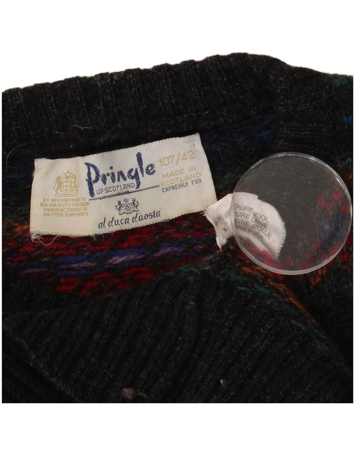 Suéter masculino Pringle com gola redonda tamanho 42 grande multicolorido Fair Isle