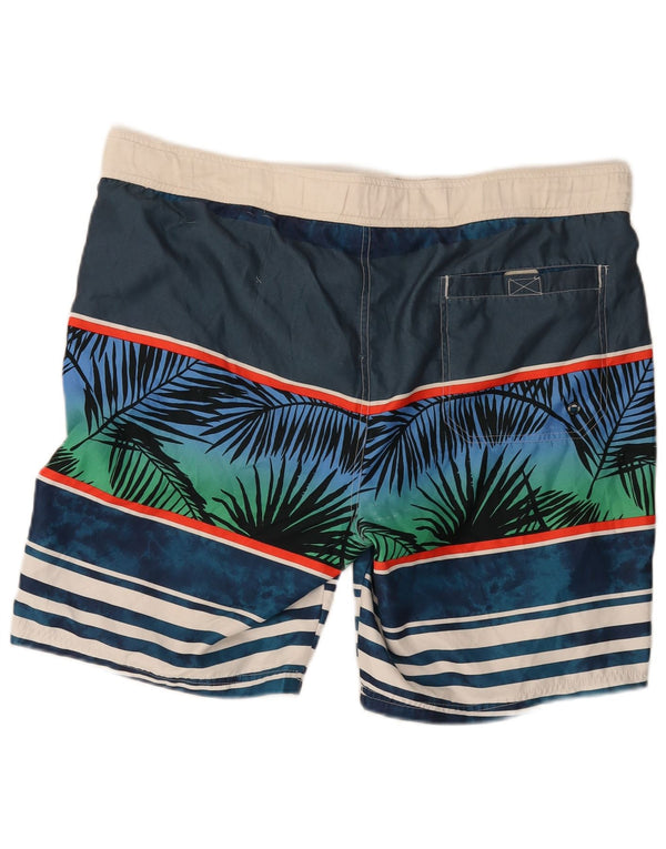 Maui and Sons Shorts de natação masculino gráfico regular 2XL praia listrada azul