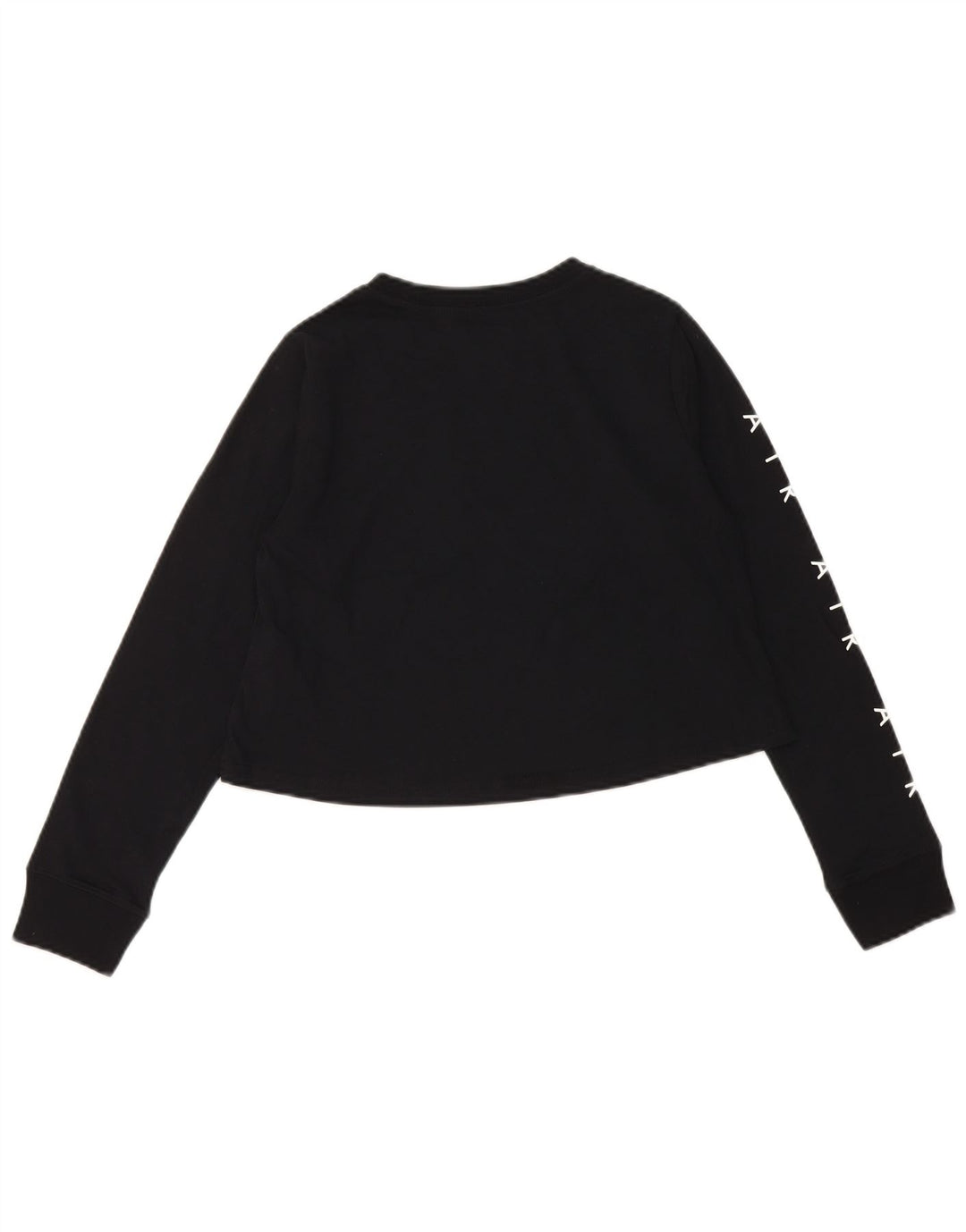 NIKE Girls Crop Graphic Top manga comprida 10-11 anos médio preto algodão