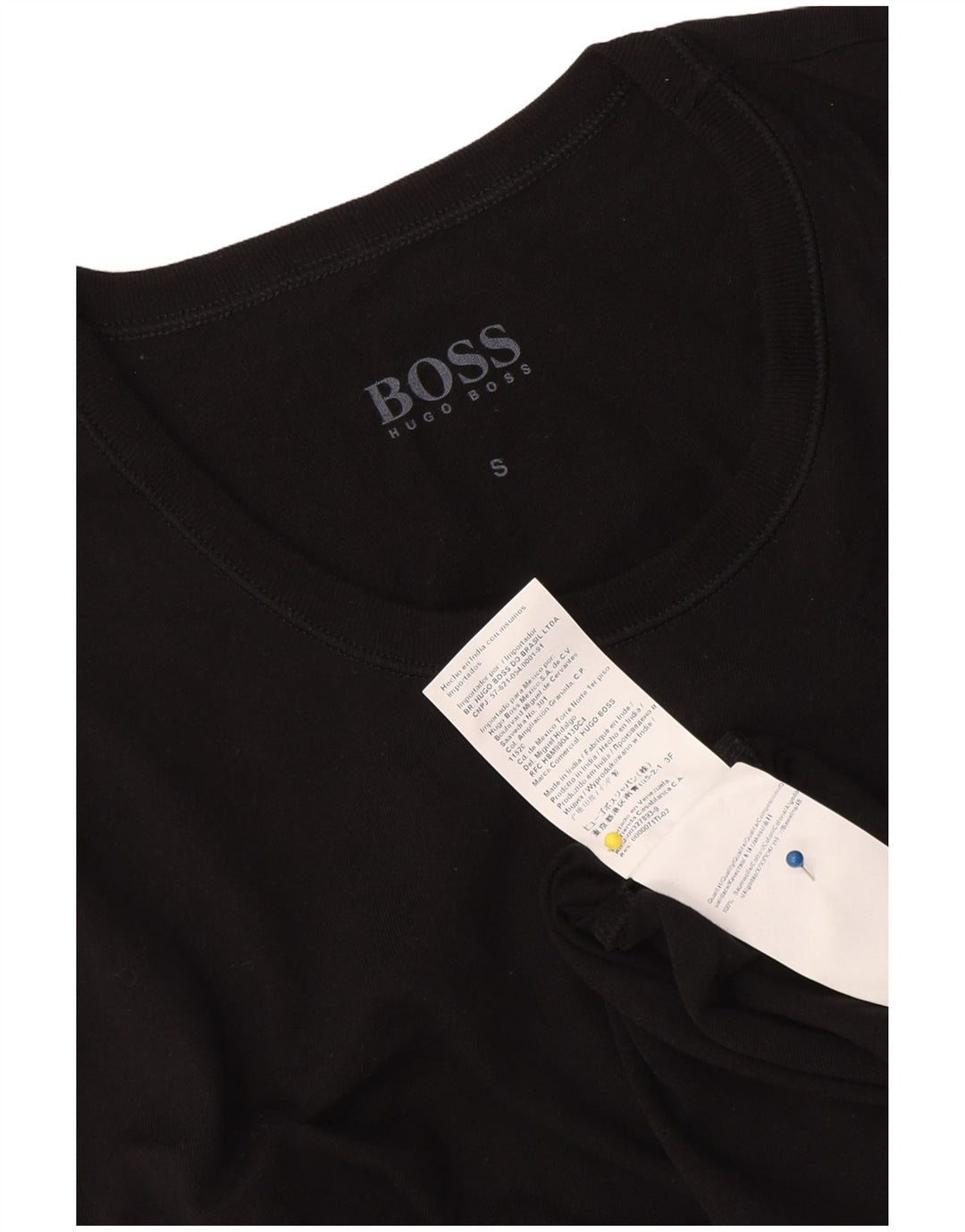 Hugo Boss Mens T-Shirt Top Pequeno Algodão Preto