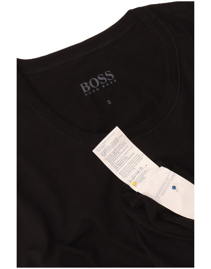 Hugo Boss Mens T-Shirt Top Pequeno Algodão Preto