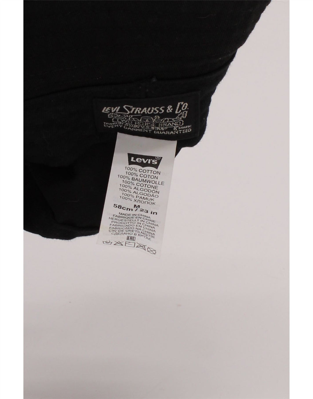 Chapéu balde gráfico masculino Levi Strauss & Co algodão listrado preto médio