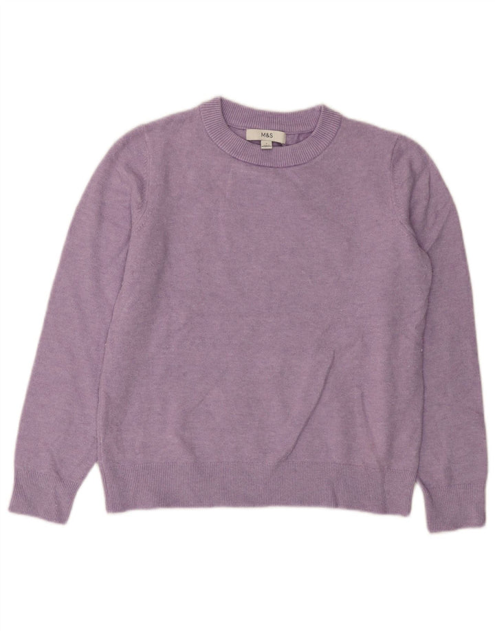 Suéter feminino Marks & Spencer com gola redonda Reino Unido 10 pequeno roxo