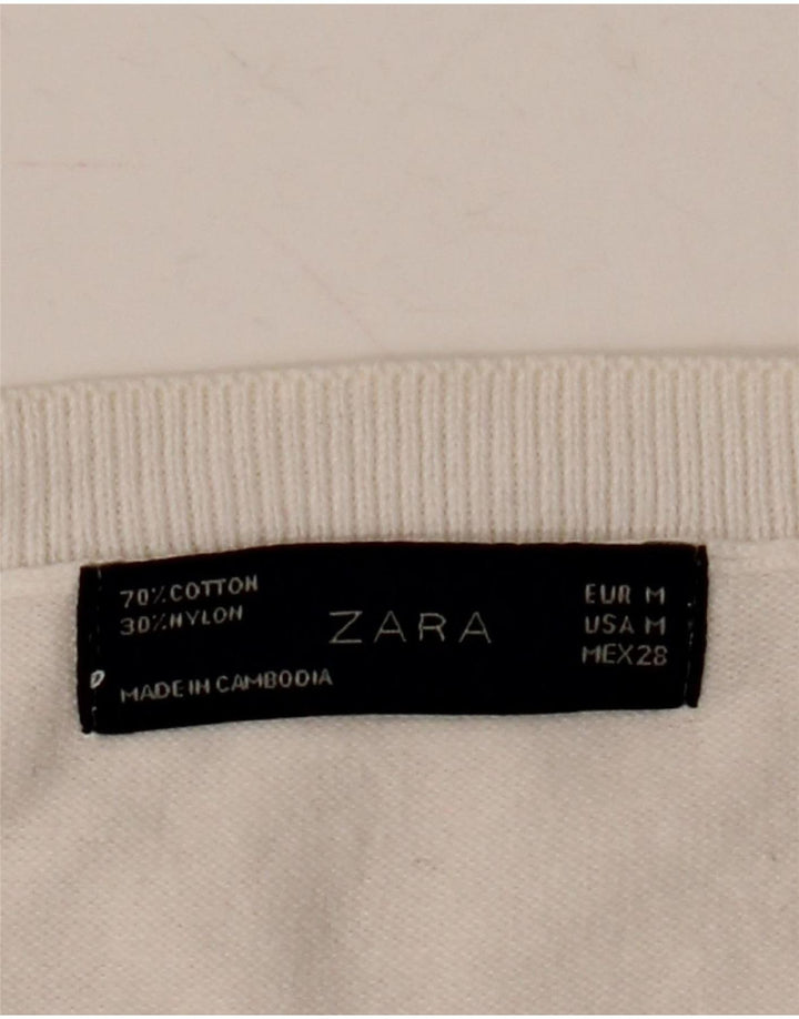 Zara Womens Vest Tank Top UK 12 Médio Algodão Branco