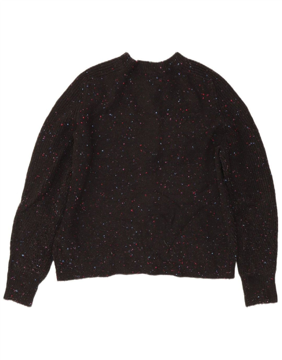 Suéter cardigã feminino Marks & Spencer Reino Unido 14 acrílico manchado preto médio