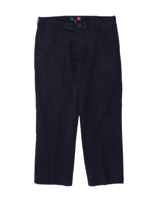Calça chino clássica masculina IZOD W34 L30 algodão azul marinho