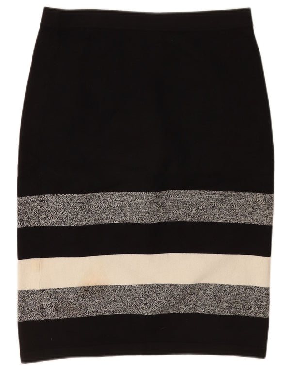 Saia lápis feminina de malha Phase Eight Reino Unido 12 médio W28 viscose listrada preta
