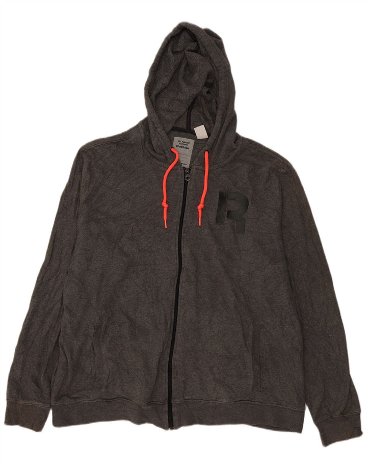 Suéter Reebok masculino com capuz com zíper gráfico 2XL cinza