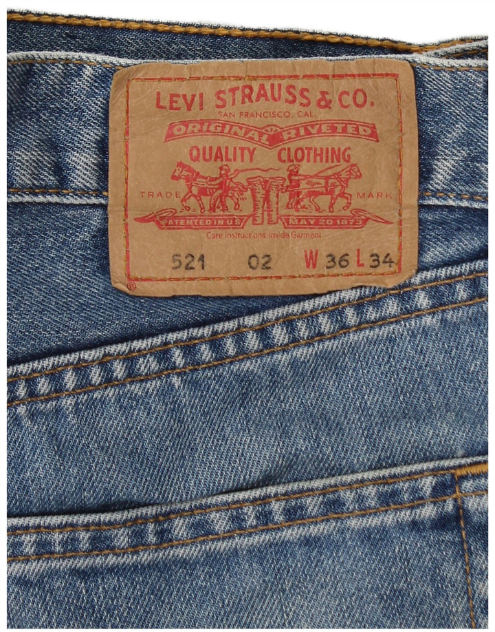 LEVI'S Masculino 521 Calça Jeans Cônica De Cintura Alta W36 L30 Azul Algodão