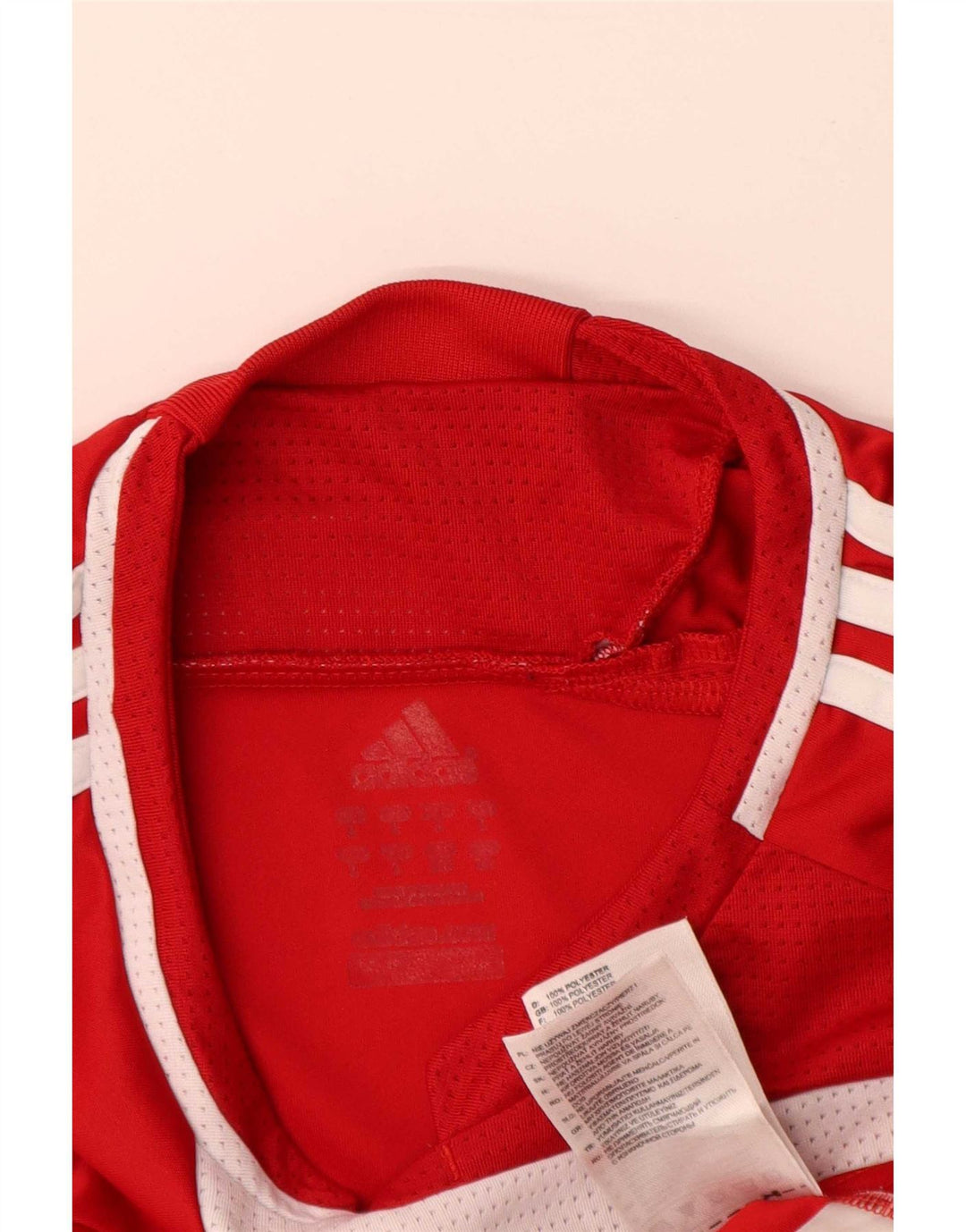 Adidas Mens T-Shirt Top Grande Poliéster Colorblock Vermelho