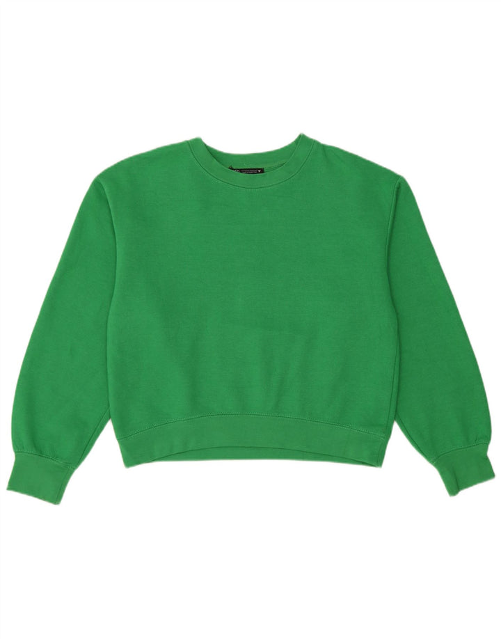 Zara moletom feminino jumper UK 14 poliéster verde médio