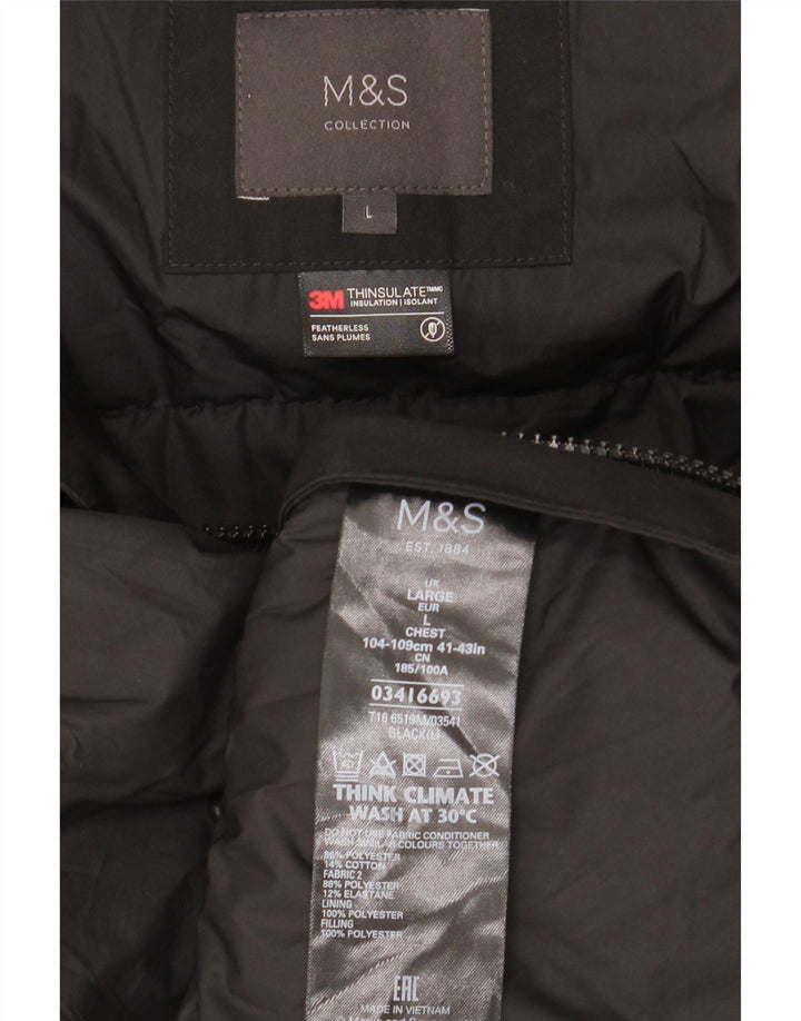 Jaqueta de esqui masculina com capuz Marks & Spencer UK 40 grande bloco colorido preto