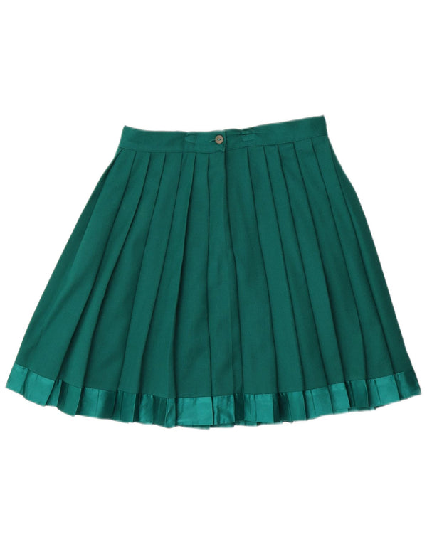 Faca de cintura alta feminina vintage saia plissada IT 46 grande W28 lã verde