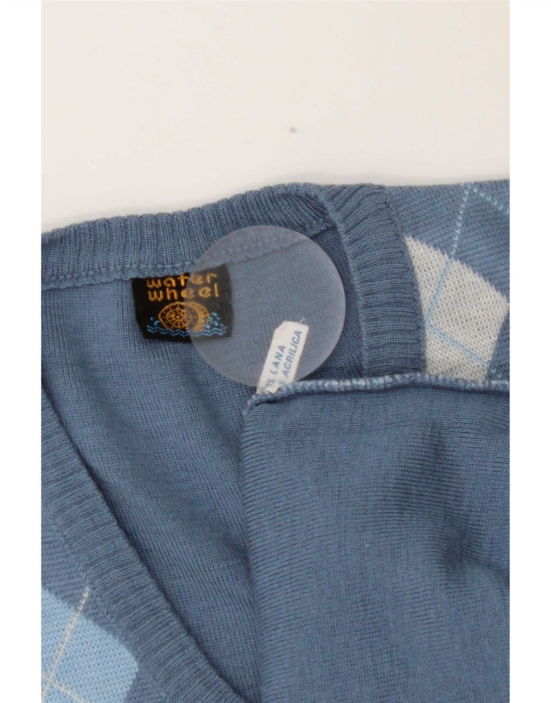 Colete masculino vintage regata azul médio Argyle/lã diamante