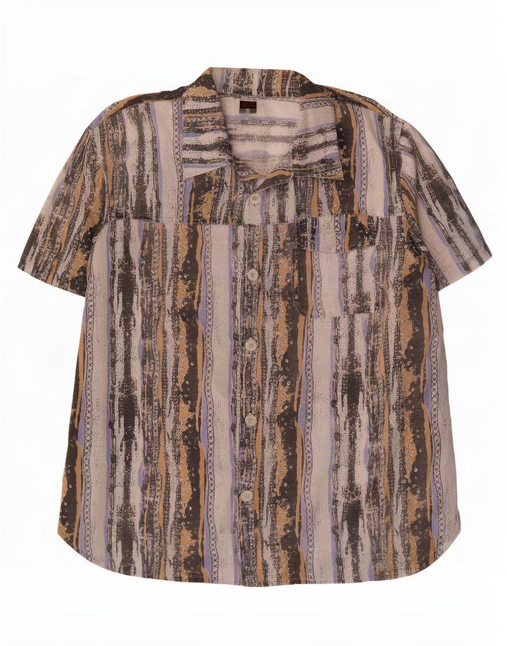 Beyond Camisa masculina de manga curta grande poliéster listrado multicolorido