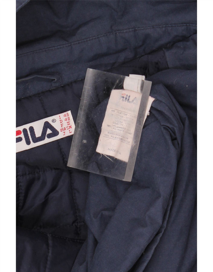 Sobretudo masculino com capuz FILA IT 48 poliéster azul marinho médio