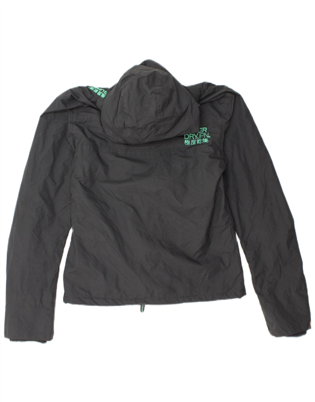 Jaqueta corta-vento feminina Superdry com capuz gráfico Reino Unido 10 pequeno cinza nylon