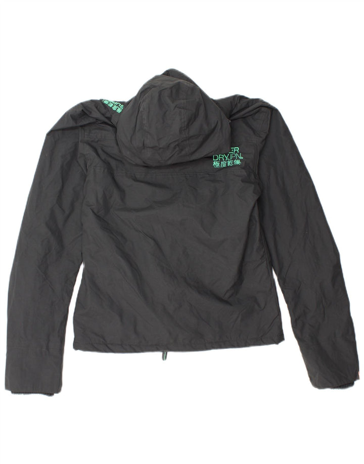 Jaqueta corta-vento feminina Superdry com capuz gráfico Reino Unido 10 pequeno cinza nylon