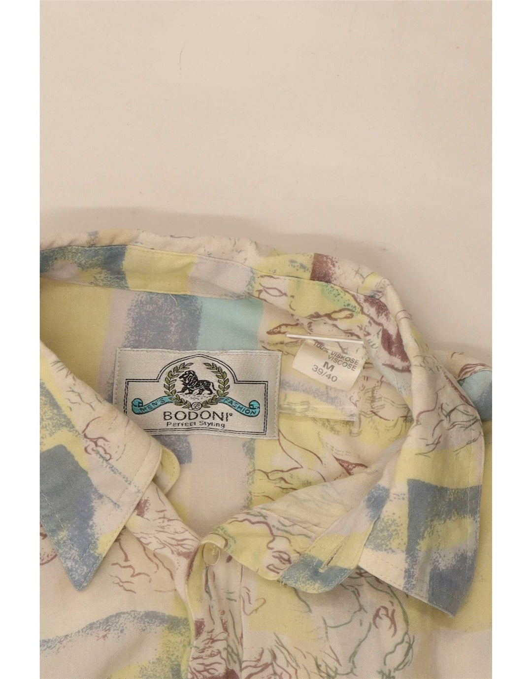Camisa masculina de manga curta Bodoni tamanho 39/40 patchwork multicolorido médio