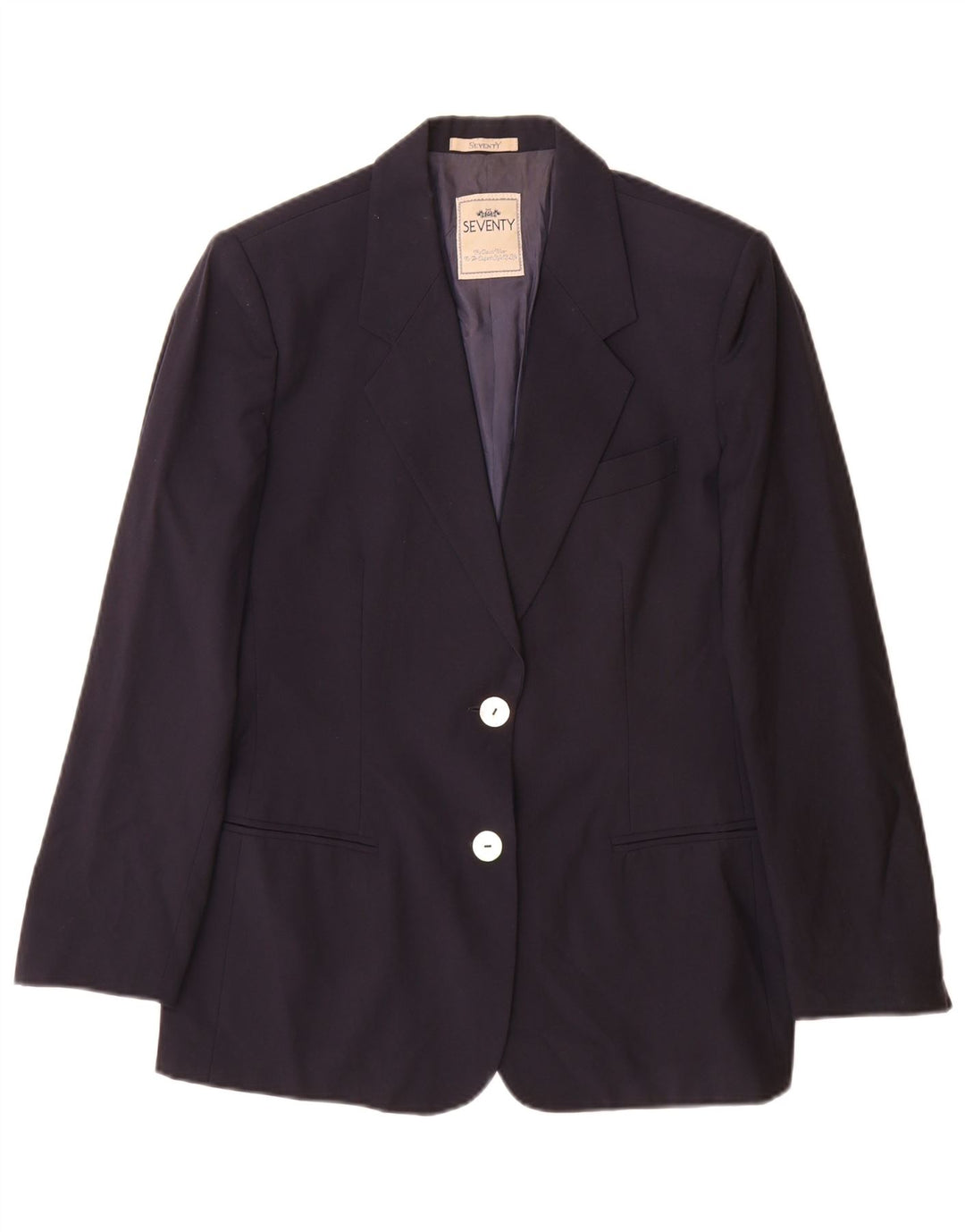 Jaqueta blazer feminina de 2 botões Seventy IT 44 lã virgem azul marinho médio