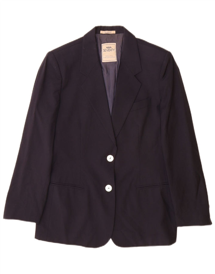 Jaqueta blazer feminina de 2 botões Seventy IT 44 lã virgem azul marinho médio