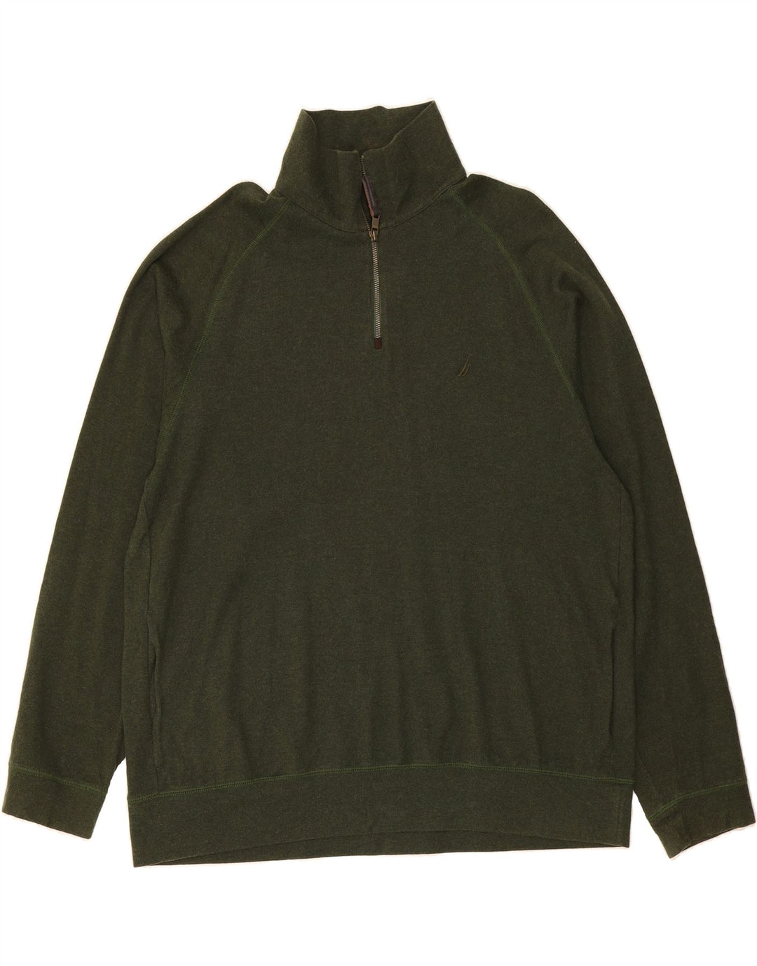 NAUTICA Mens Zip Neck Jumper Sweater XL Khaki Cotton Vintage Nautica and Second-Hand Nautica from Messina Hembry 