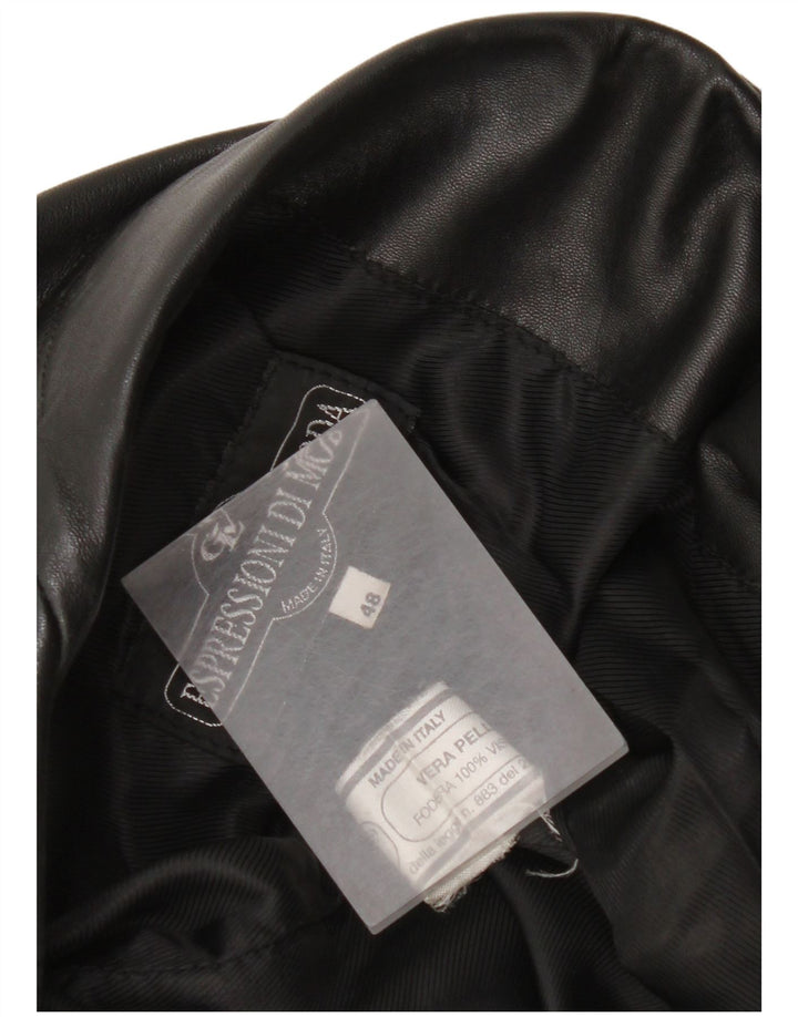 Jaqueta blazer de couro vintage feminina com 3 botões IT 48 XL couro preto