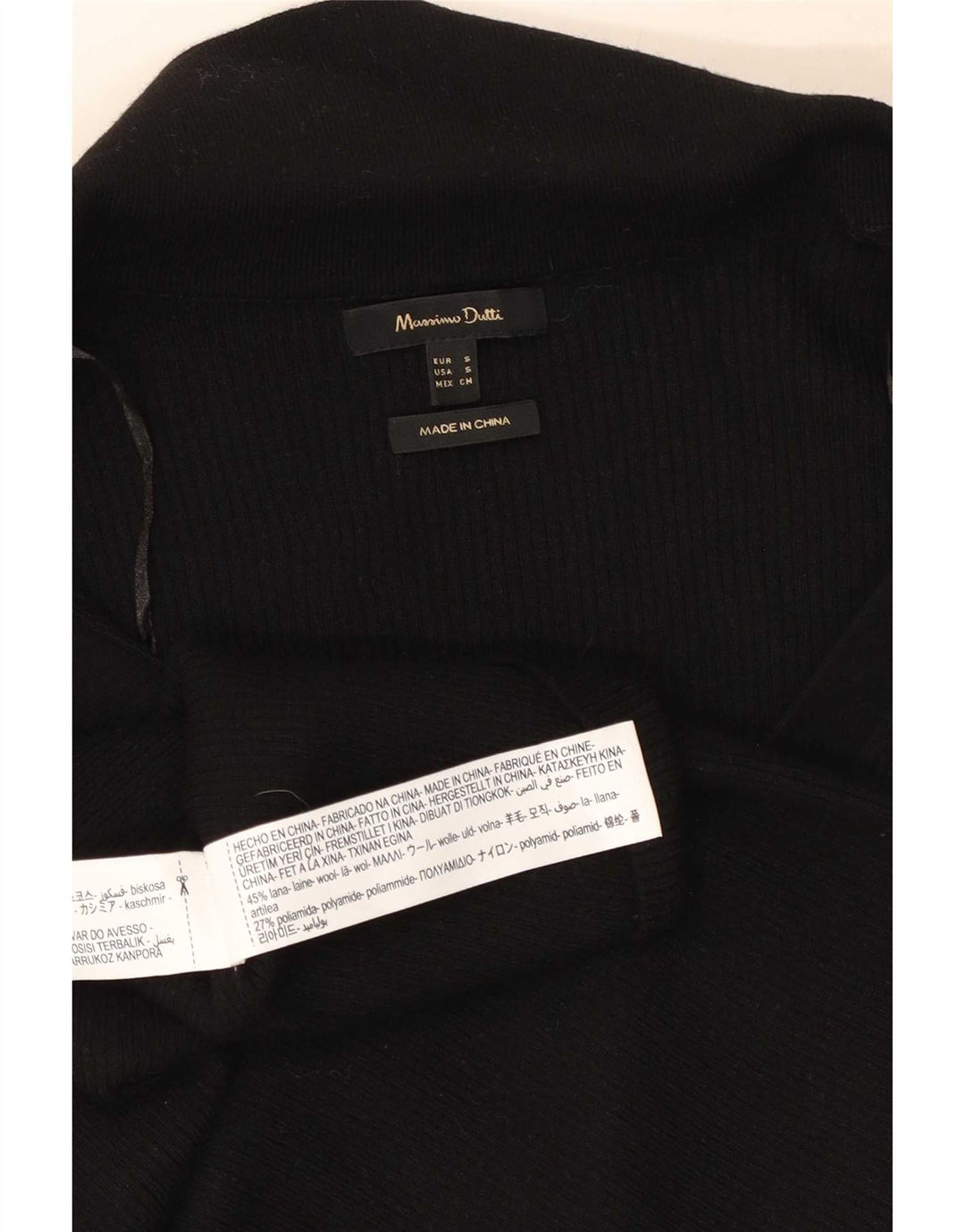 Suéter cardigã feminino Massimo Dutti UK 10 pequeno lã preta