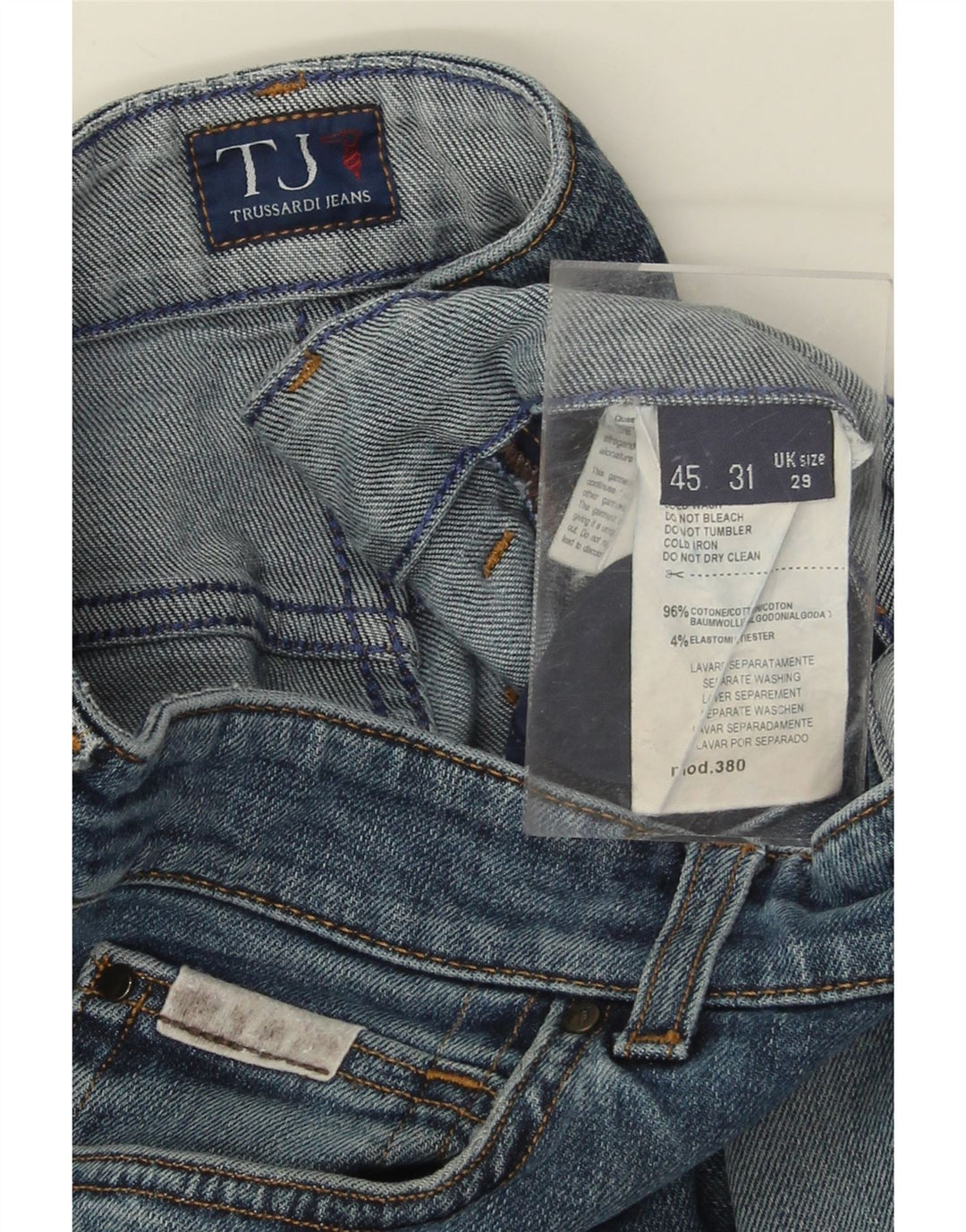 Jeans retos femininos TRUSSARDI W29 L31 algodão azul